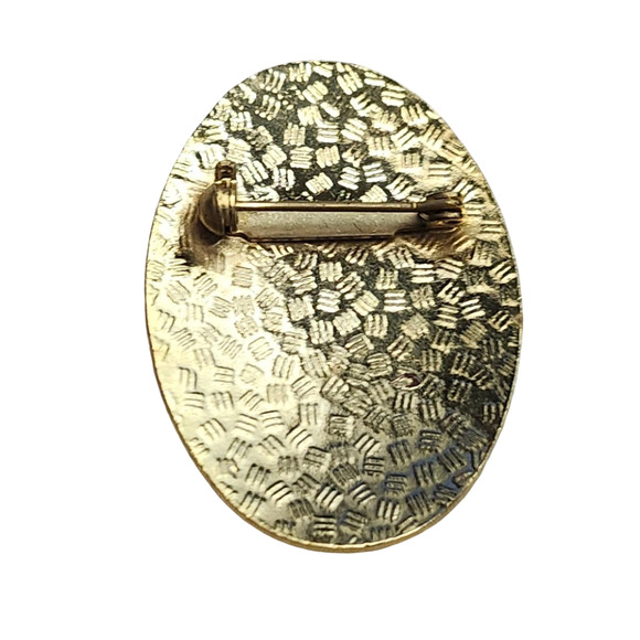 Vtg Enamel Cloissone Round Butterfly Pin Vrooch - Picture 3 of 3